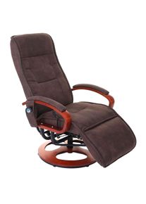 Relaxliege ARLES II, Relaxsessel Massagesessel, MIT Massage Stoff/Textil ~ Wildlederimitat braun