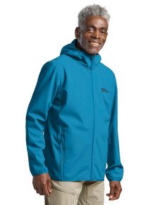 Softshelljacke Jack Wolfskin "BORNBERG HOODY M", Herren, Gr. L (52), blau (aurorablau), Obermaterial: 100% Polyester, Jacken Softshelljacke