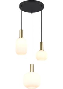 Trio LEUCHTEN Pendelleuchte "DIVA, E27 H&auml;ngelampe 3-flammig mit Glasschirm, exkl 3xE27 max 10W", braun (messing matt), 3, &Oslash; 30cm H: 150cm, 1 Stk., Leuchten, h&ouml;henverstellbar bis max 150cm H&auml;ngeleuchte &Oslash; 30 cm Wohnzimmer K&uuml;che, Pendelleuchte