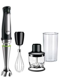 Braun Stabmixer "MultiQuick 7 MQ 7025X - 1000W, Stufenlosregulierbar, Dynamische Klinge", grau (schwarz, edelstahlfarben), H:39cm, Mixer, Spritzschutz, Extra Mahlklinge, 350 ml Zerkleinerer, Schneebesen, Stabmixer
