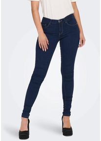 Skinny-fit-Jeans Only "ONLRAIN LIFE REG SKINNY DNM", Damen, Gr. M (38), L&auml;nge 34, blau (dunkelblau denim), Denim/Jeans, Obermaterial: 53% Viskose (LENZING&trade; ECOVERO&trade;), 29% Baumwolle, 17% Polyester, 1% Elasthan, unifarben, skinny fit kn&ouml;chellang, Jeans Skinny-fit-Jeans, mit G&uuml;rtelschlaufen