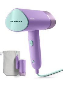 Philips Dampfb&uuml;rste "STH3010 "Traveller", 100 ml abnehmbarer Wassertank", bunt (violett, t&uuml;rkis), B:16,7cm H:9,4cm T:21,9cm, B&uuml;geleisen, kompakter und einklappbarer Steamer, Aufbewahrungstasche inkl., Dampfb&uuml;rste