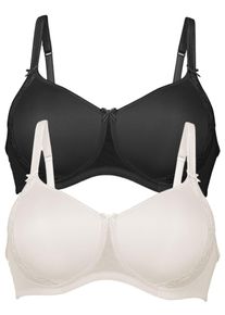 Schalen-BH Anita "2er Pack Schalen BH Lace Rose", Damen, Gr. 95, Cup A, bunt (champagner schwarz), Obermaterial: 50% Polyamid PA. 30% Polyester PES. 20% Elasthan EL., BHs Schalen-BH