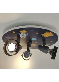 Niermann Deckenstrahler "Strahler Weltall, Rakete", bunt (multi color), 3, &Oslash; 35cm H: 15cm, 1 Stk., Leuchten, 3 verstellbare Spots, Deckenleuchte, Kinderzimmer, Kinderlampe, Deckenstrahler