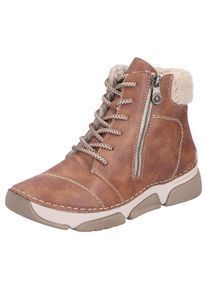 Winterboots Rieker, Damen, Gr. 42, braun (hellbraun, beige), Lederimitat, Textil, Schuhe Winterboots, Schn&uuml;rboots, Stiefelette, Casual-Boots mit Rei&szlig;verschluss au&szlig;en