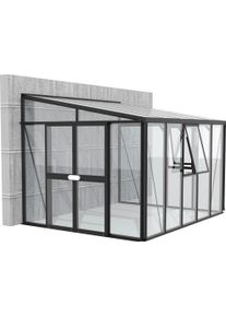 Anlehngew&auml;chshaus Vitavia "Helena 8600", schwarz, B:334cm T:266cm, Gew&auml;chsh&auml;user, Anlehngew&auml;chshaus, Alu-Profile, 3 mm Sicherheitsglas, Dach 10 mm Hohlkammerplatten