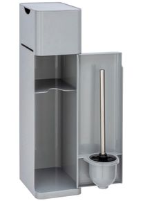 WC-Garnitur Wenko "Imon", grau, B:20cm H:58,5cm L:15cm, Kunststoff, Reinigungsb&uuml;rsten, WC-Garnitur, Stand WC-Garnitur