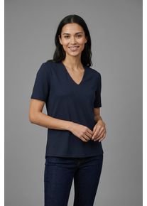 Kurzarmbluse Freequent "FQYR", Damen, Gr. L, grau (salute), Web, Obermaterial: 60% Modal, 40% Polyester, unifarben, bequem h&uuml;ftbedeckend, V-Ausschnitt, Blusen Kurzarmbluse, elastisch, mit V-Ausschnitt