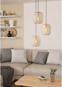 EGLO H&auml;ngeleuchte "ROMAZZINA Pendelleuchte, Esstischleuchte, sandfarben, Metall, E27", beige (sandfarben), 3, &Oslash; 46cm H: 110cm, 1 Stk., Leuchten, H&auml;ngelampe, Wohnzimmer, modern, ballonf&ouml;rmiger Lampenschirm, 110x46cm, H&auml;ngeleuchte