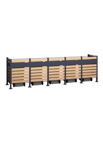 M&uuml;lltonnenbox WESTMANN "Planum", grau (anthrazit, holzoptik), B:90cm H:120cm T:410cm, Stahl, Aufbewahrungsboxen, M&uuml;lltonnenbox, Platz f&uuml;r 5 M&uuml;lltonnen je 240 L