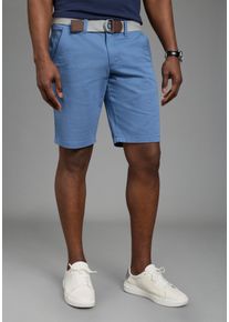 Shorts DELMAO, Herren, Gr. 34, N-Gr, blau, Web, Obermaterial: 98% Baumwolle, 2% Elasthan, bedruckt, gemustert, regular fit kniefrei, Hosen Shorts, kniefrei, gerades Bein, mit Eingrifftaschen und Ges&auml;&szlig;taschen