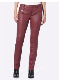 R&ouml;hrenhose Heine, Damen, Gr. 46, Normalgr&ouml;&szlig;en, rot (bordeaux), 98% Baumwolle, 2% Elasthan, Beschichtung:100% Polyurethan, unifarben, lang, Hosen R&ouml;hrenhose