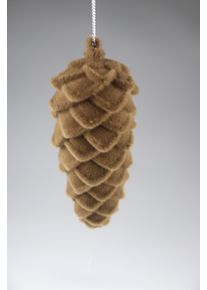 Weihnachtsfigur AM Design "Zapfen mit samtweichem Flock", braun, B:8cm H:19cm T:8cm, Kunststoff, Dekofiguren, Weihnachtsfigur, aus Kunststoff, BxH: 8x19cm, in drei weihnachtlichen Farben