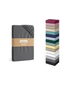 Spannbettlaken OTTO HOME "Cremona in BASIC und PREMIUM Qualit&auml;t, Baumwolle mit Elasthan", grau (anthrazit), B:180cm L:200cm, Jersey (145 g/m&sup2;), Obermaterial: 96% Baumwolle, 4% Elasthan, Bettlaken, Spannbettlaken, Jersey Bettlaken ab Gr&ouml;&szlig;e 90x200 cm, Strapazierf&auml;hig und langlebig