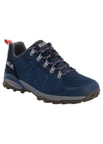 Wanderschuh Jack Wolfskin "REFUGIO TEXAPORE LOW W", Damen, Gr. 37,5, blau (dunkelblau, grau), Leder, Textil, Schuhe Wanderschuh, wasserdicht, Trekkingschuh