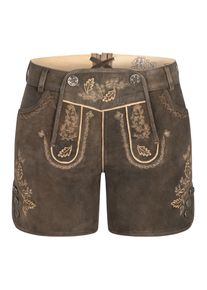 N&uuml;bler Trachtenlederhose N&Uuml;BLER "Lederhose Hotpant Meera", Damen, Gr. 40, EURO, braun, Obermaterial: 100% Lammleder LEL., Hosen Trachtenlederhose