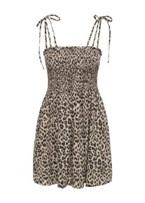 Sommerkleid Only "ONLEMMIA SMOCK DRESS PNT", Damen, Gr. M, N-Gr, schwarz aop:leo, Web, Obermaterial: 98% Polyester, 2% Nylon, bedruckt, stretch fit kurz, ohne Ausschnitt, Kleider Sommerkleid, Materialmix, stretch