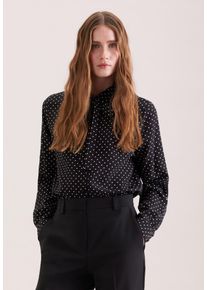 Klassische Bluse Seidensticker, Damen, Gr. 7XL (54), schwarz, 100% Viskose, gemustert, gepunktet, regular fit, ohne Ausschnitt, Blusen Klassische Bluse, 1/1 Kragen Druck