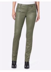 R&ouml;hrenhose Heine, Damen, Gr. 44, Normalgr&ouml;&szlig;en, gr&uuml;n (khaki), 98% Baumwolle, 2% Elasthan, Beschichtung:100% Polyurethan, unifarben, lang, Hosen R&ouml;hrenhose