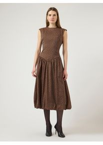 Sommerkleid Y.A.S "YASKRISSI SL BUBBLE HEM LONG DRESS NOOS", Damen, Gr. 46, N-Gr, pinecone aop:pristine dot, Web, Obermaterial: 66% Polyester, 34% Lyocell, bedruckt, Midi, Rundhals, Kleider Sommerkleid