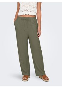 Schlupfhose Only "ONLSIESTA MW PULL-UP LINEN BL PNT NOOS", Damen, Gr. XL (42), L&auml;nge 32, deep lichen gr&uuml;n, Web, Obermaterial: 80% Viskose, 20% Leinen, unifarben, straight fit normal, Hosen Schlupfhose, Viskosemischung, Topseller