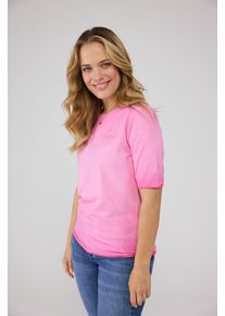 LIEBLINGSST&Uuml;CK Rundhalsshirt LIEBLINGSST&Uuml;CK "CandiceEP", Damen, Gr. XXXL(46), pink (lovely pink), Jersey, Obermaterial: 95% Baumwolle, 5% Elasthan, clean, unifarben, regular fit taillenbedeckt, Rundhals, Shirts Rundhalsshirt, mit Statement-Stickerei und im Batik-Look