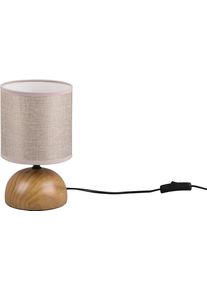 REALITY LEUCHTEN Schreibtischlampe "Luci", braun (holzfarben), 1, &Oslash; 14cm H: 23cm, 1 Stk., Leuchten, Keramik Tischleuchte in Holzoptik, mit Stoffschirm, exkl 1xE14 max 40W, Schreibtischlampe
