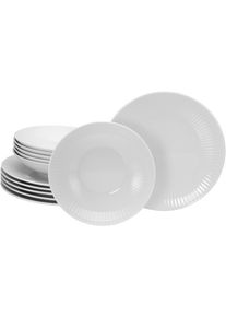 Tafelservice Creatable "Valencia Wei&szlig;, Tafel-Service 12-tlg", wei&szlig;, 12 Stk., Porzellan, Geschirr-Sets, Tafelservice, Teller Set, Elegant, Boho Chic
