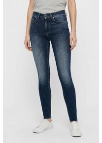 Skinny-fit-Jeans Only "ONLBLUSH MID SK ANK RW DNM REA082 NOOS", Damen, Gr. L (40), L&auml;nge 30, blau (schwarz medium blau denim), Denim/Jeans, Obermaterial: 92% Baumwolle, 6% Elastomultiester, 2% Elasthan, unifarben, skinny fit, Jeans Skinny-fit-Jeans