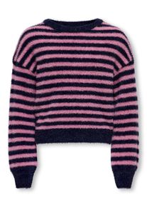 Rundhalspullover KIDS Only "KOGNEWPIUMO L/S PULLOVER CP KNT NOOS", M&auml;dchen, Gr. 158/164, night sky stripes:mauve orchid, Strick, Obermaterial: 70% Nylon, 30% Polyacryl, gestreift, regular fit normal, Rundhals, B&uuml;ndchen, Pullover Rundhalspullover, Kunstfaser