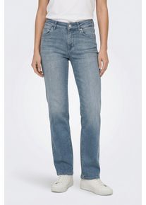Straight-Jeans Only "ONLBLUSH MID STRAIGHT DNM REA558 NOOS", Damen, Gr. L (40), L&auml;nge 32, special blau grau denim, Denim/Jeans, Obermaterial: 92% Baumwolle, 6% Elastomultiester, 2% Elasthan, unifarben, regular fit kn&ouml;chellang, Jeans Straight-Jeans