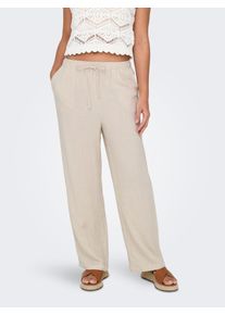 Schlupfhose Only "ONLSIESTA MW PULL-UP LINEN BL PNT NOOS", Damen, Gr. XS, L&auml;nge 30, moonbeam, Web, Obermaterial: 80% Viskose, 20% Leinen, unifarben, straight fit normal, Hosen Schlupfhose, Viskosemischung