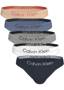 Bikinislip "BIKINI 5PK", Damen, Gr. XL (42), 5 Stk., shoreline, wei&szlig;, grau htr, blau tu, Webqualit&auml;t, Obermaterial: 95% Baumwolle, 5% Elasthan, Calvin Klein Underwear, k&ouml;rpernah, Unterhosen Bikinislip, Mit elastischem Bund