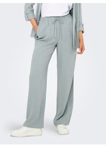 Schlupfhose Only "ONLSIESTA MW PULL-UP LINEN BL PNT NOOS", Damen, Gr. XL (42), L&auml;nge 32, grau (abyss), Web, Obermaterial: 80% Viskose, 20% Leinen, unifarben, straight fit normal, Hosen Schlupfhose, Viskosemischung