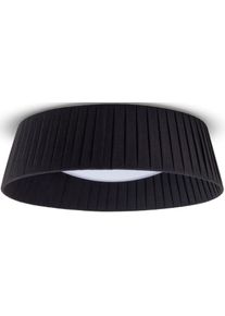 Paco Home Deckenleuchte "TARTE", schwarz, &Oslash; 37cm H: 11,5cm, Leuchten, Rund B&uuml;roleuchte 2 x E27 Textilschirm Modern Geschlossen Unifarben, Deckenleuchte