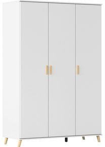 Kleiderschrank Rauch "Ottos Choice Skandi Kinderzimmer Schlafzimmerschrank FALUN", wei&szlig; (alpinwei&szlig;), B:137cm H:203cm T:53cm, Holzwerkstoff, Schr&auml;nke, Kleiderschrank, im modernen Skandi-Look, F&uuml;&szlig;e/Griffe Eiche massiv MADE IN GERMANY