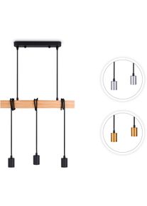 Paco Home Pendelleuchte "SINA", schwarz (schwarz bronze), H: 5cm, Leuchten, LED Pendellampe H&auml;ngeleuchte Wohnzimmer Esszimmer Vintage Holz 3x E27, Pendelleuchte