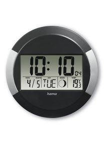 Funkwanduhr Hama "Digitale Funkuhr "Ischia", DCF, Schwarz", schwarz, &Oslash; 24,5cm, Funkuhr, Wanduhren, Funkwanduhr, Tischuhr mit Temperaturanzeige