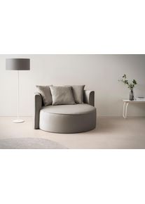 XXL-Sessel "Isalie, Lesesessel, Loveseat, inklusive Zierkissen", grau (taupe), B:153cm H:98cm T:145cm, LeGer Home by Lena Gercke, Sessel, XXL-Sessel, extra gro&szlig;e Sitzfl&auml;che, optional mit Hocker, Cord, Samt, Boucl&eacute;