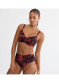 B&uuml;gel-Bikini-Top Triumph "Summer Palm W 01", Damen, Gr. 46, Cup G, rot (braun, schwarz combination), Microfaser, Obermaterial: 55% Polyamid, 45% Elasthan, Bikini-Oberteile B&uuml;gel-Bikini-Top, Minimizer - verkleinert die Brust optisch um eine Cup-Gr&ouml;&szlig;e