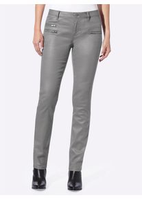 R&ouml;hrenhose Heine, Damen, Gr. 44, Normalgr&ouml;&szlig;en, grau, 98% Baumwolle, 2% Elasthan, Beschichtung:100% Polyurethan, unifarben, lang, Hosen R&ouml;hrenhose