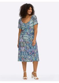sheego by Joe Browns Damen Jerseykleid mit herzf&ouml;rmigem Ausschnitt in topas-orchidee-bedruckt ,Gr&ouml;&szlig;e 40, Witt, 95% Viskose, 5% Elasthan