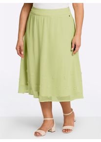 sheego Damen Chiffonrock mit Bl&uuml;ten-Applikationen am Saum in pistazie ,Gr&ouml;&szlig;e 40, Witt, 100% Polyester