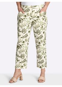 sheego Damen Druckhose in schmaler Form in champagner-pistazie-gemustert ,Gr&ouml;&szlig;e 40, Witt, 97% Baumwolle, 3% Elasthan