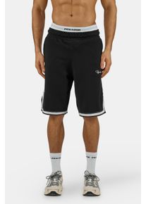 Sweatshorts Pegador "Signar Pique Basketball Shorts", Herren, Gr. L, N-Gr, schwarz, Sweatware, Obermaterial: 100% Baumwolle, unifarben mit Farbeinsatz, regular fit ca. Mitte Oberschenkel, Hosen Sweatshorts, Baumwolle, regular fit