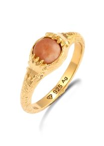 Silberring HAZE & GLORY "Ring Sonnenstein Orange 925 Sterling Silber - Sun Whisper" Gr. 56, gold, Fingerringe, Damen, 56, Silber 925 (Sterlingsilber), Silberring