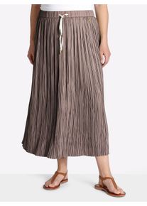 sheego Dames Zomerrok met crinkle-effect in donkertaupe ,maat 56, Witt, 100% Polyester