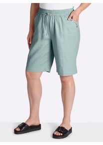 sheego Damen Bermudas mit Pailletten entlang der Taschen in kalkmint ,Gr&ouml;&szlig;e 40, Witt, 55% Leinen, 45% Viskose