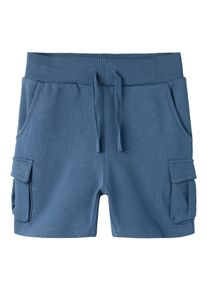 Sweatshorts name it "NMMOLI SWEAT SHORTS UNB NOOS", Jungen, Gr. 110, N-Gr, blau (vintage indigo), Sweatware, Obermaterial: 60% Baumwolle, 40% Polyester, unifarben, normal kurz, Hosen Sweatshorts, Baumwollmischung, verstellbarer und elastischer Bund, Cargotaschen
