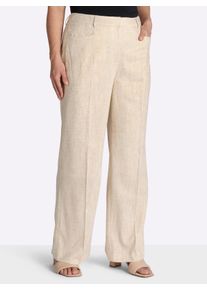 sheego Damen Leinenhose mit Lurexfaden in champagner-goldfarben ,Gr&ouml;&szlig;e 40, Witt, 65% Viskose, 25% Leinen, 7% Polyester, 3% metallisierte Fasern